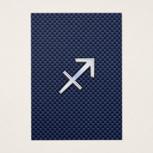 Sagittarius Zodiac-tecken på Blue Carbon Fiber Skr Visitkort