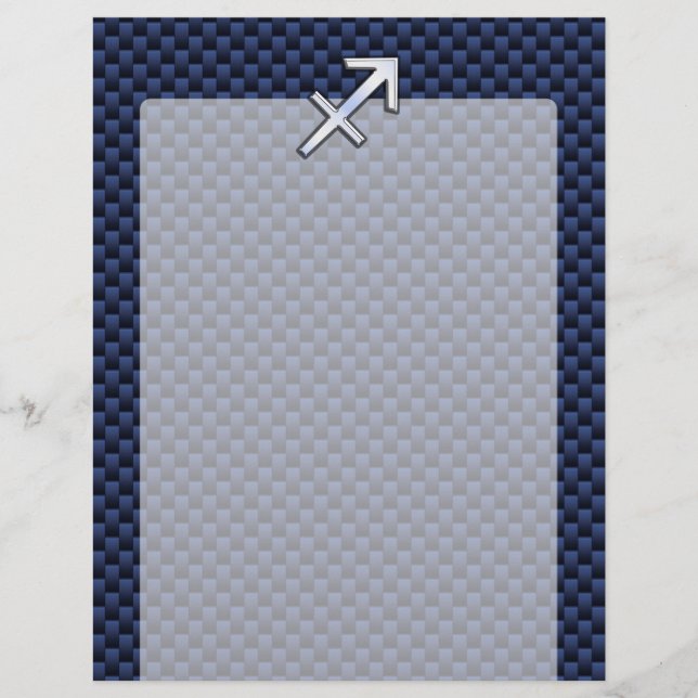 Sagittarius Zodiac-tecken på Blue Carbon Fiber Sti (Framsida)