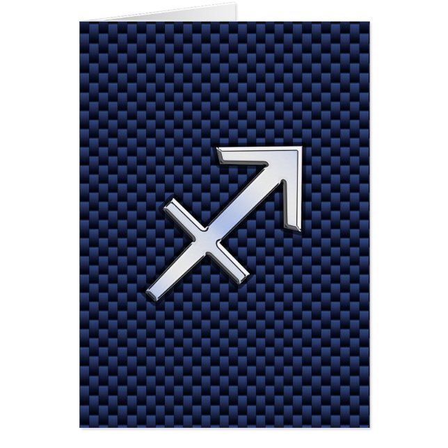 Sagittarius Zodiac-tecken på Blue Carbon Fiber Sti Hälsningskort (Framsidan)