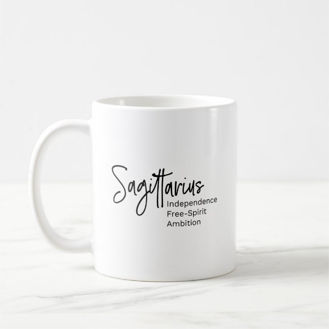 Sagittarius zodiac- tecken positiv egenskap kaffemugg (Vänster)