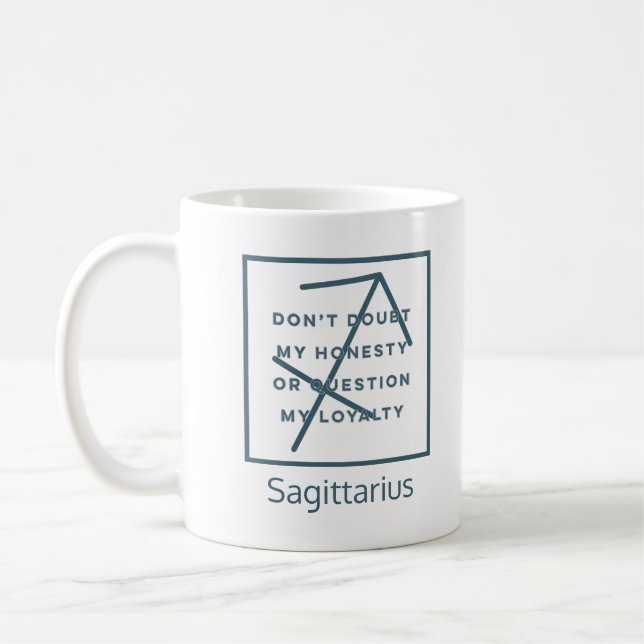Sagittarius Zodiac-tecken Roligt Offert blå text Kaffemugg (Vänster)