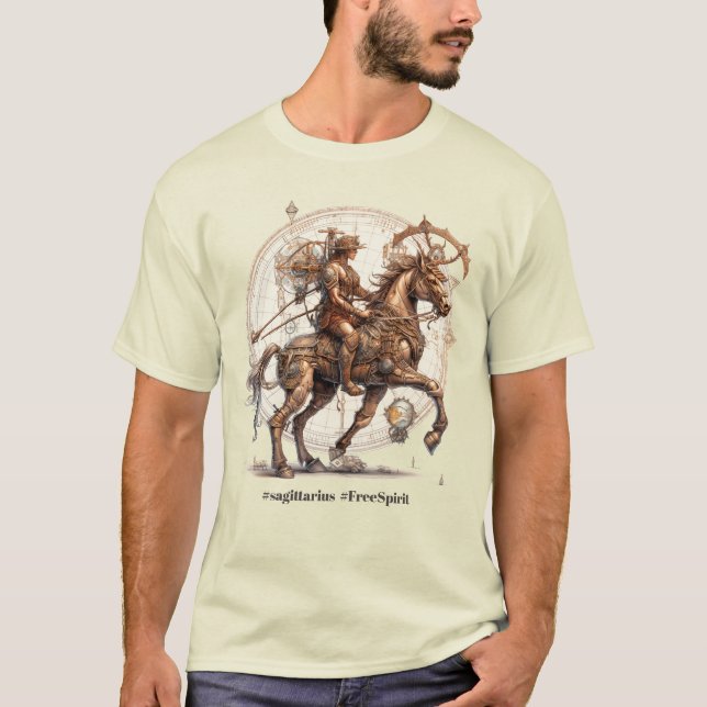 Sagittarius zodiac tecken steampunk t shirt (Framsida)