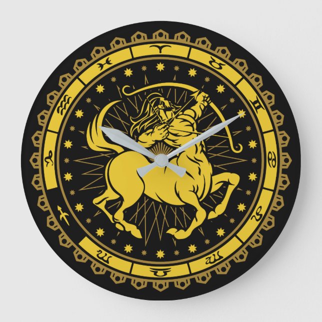 Sagittarius - Zodiac-tecken - Symbol - Horoscope Stor Klocka (Framsida)