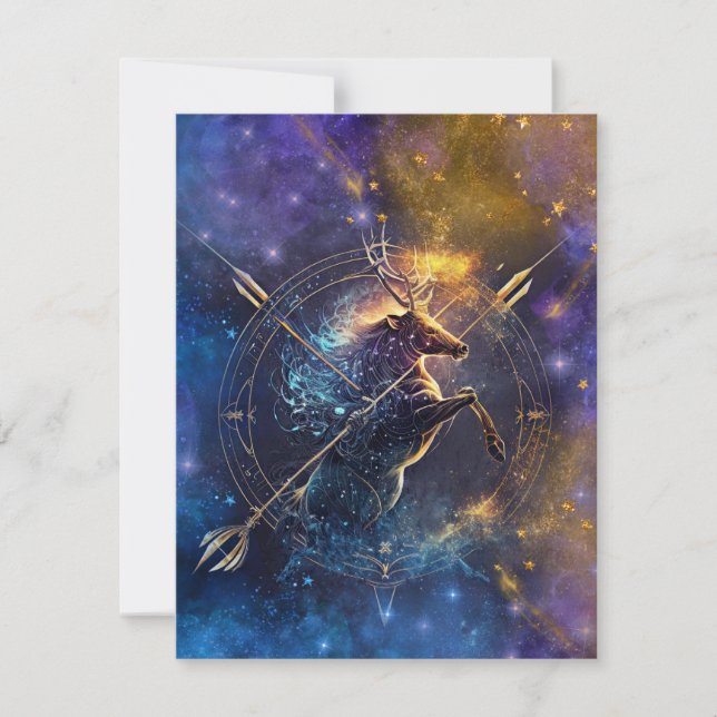 Sagittarius Zodiac-tecken Vattenfärgsdesign Anteckningskort (Framsida)