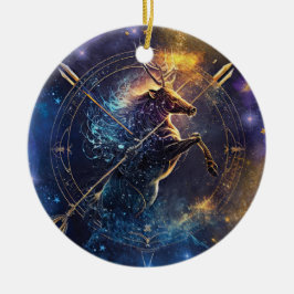 Sagittarius Zodiac-tecken Vattenfärgsdesign Julgransprydnad Keramik