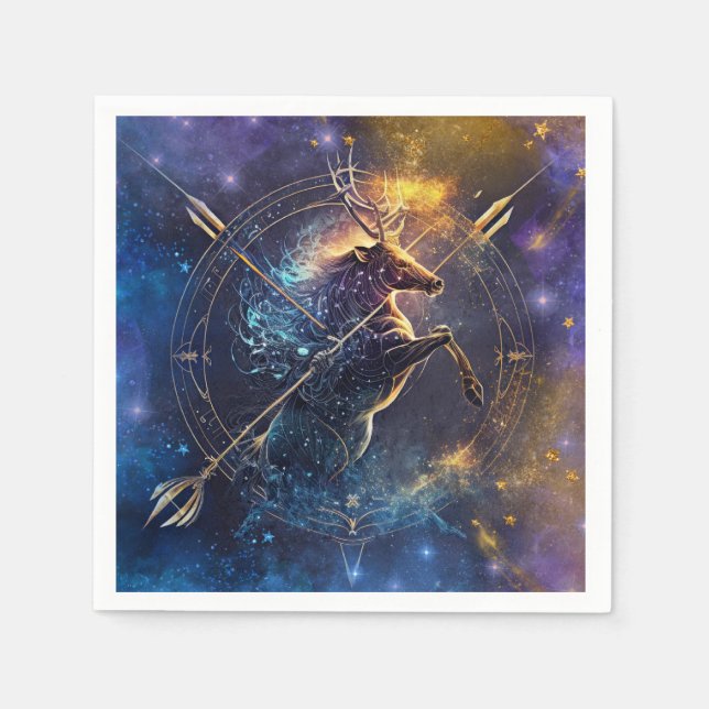 Sagittarius Zodiac-tecken Vattenfärgsdesign Pappersservett (Framsidan)