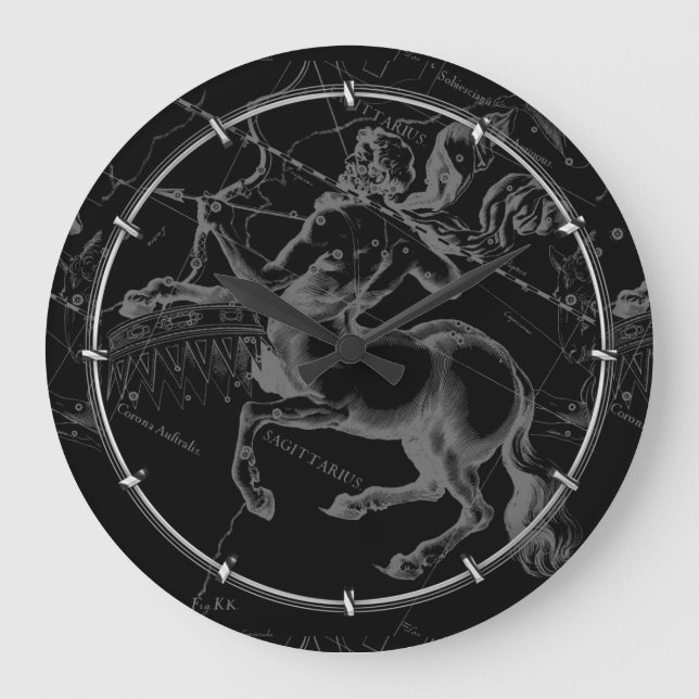 Sagittariuskonstellation flott Hevelius Engaving Stor Klocka (Framsida)