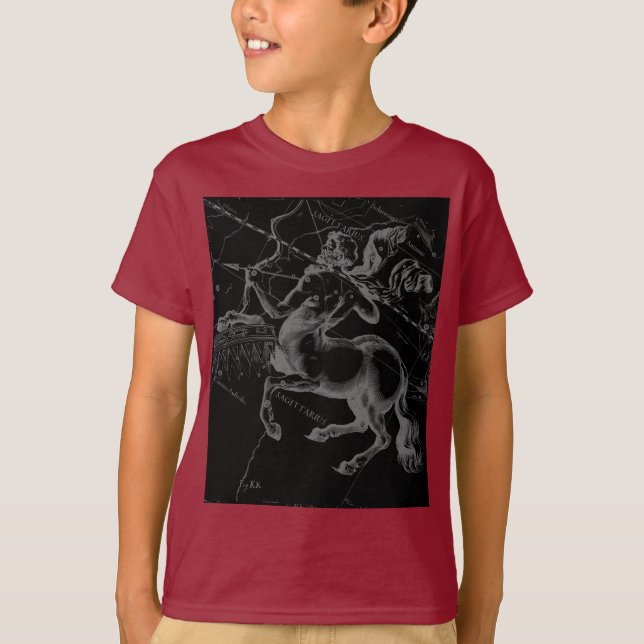 Sagittariuskonstellationkarta vid Hevelius på T-shirt (Framsida)