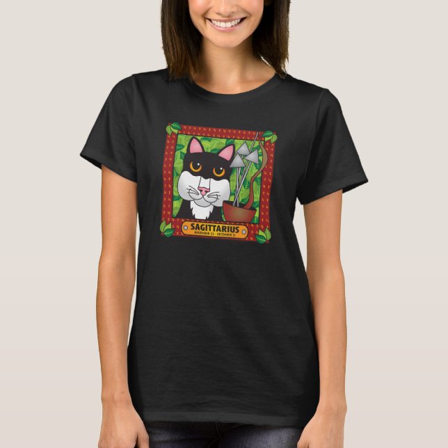 SagittariusZodicat kvinna svart T-tröja Tee (Framsida)