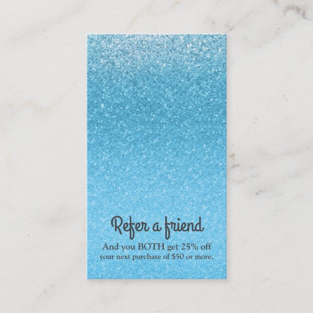 Sagoblå Glitter Glam Gnistrande Chic Glittrig Rabattkort (Framsida)