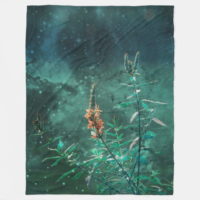 Sagoblommor i jade månljus fleecefilt (Framsidan)