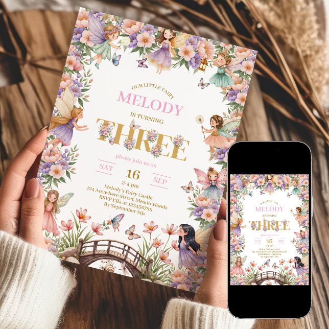 Sagobloss 3-års födelsedinbjudan inbjudningar (Skapare uppladdad)