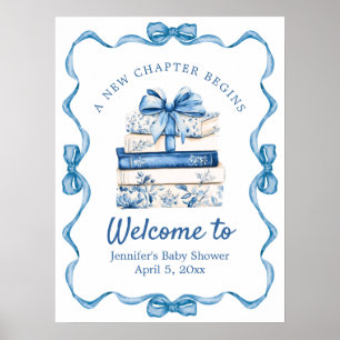 Sagobok Baby Shower Blå Band Välkomstskylt Poster