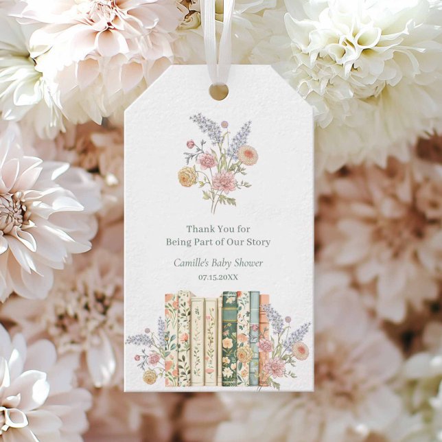 Sagobok Baby Shower Presentetikett (Storybook Baby Shower Favor Tag)