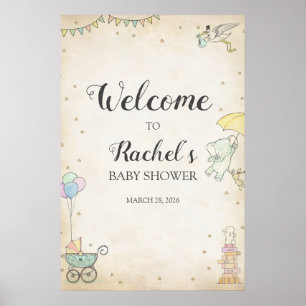 Sagobok Baby Shower Välkomstaffisch Poster