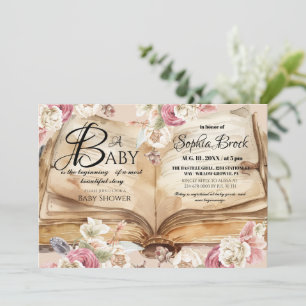 Sagobok Blommor Baby Shower Present Inbjudningar