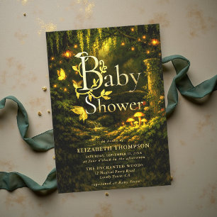 Sagobok Förtrollad Skog Magisk Bebis Shower Inbjudningar