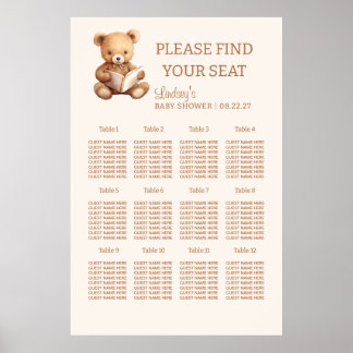 Sagobok Nalle Babyshower Sittplatskarta Poster