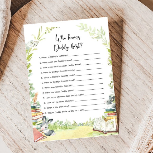 Sagobok Ny kapitel Dopp Vem vet pappa spel (Storybook Baby Shower Game)
