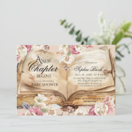 Sagobok om kungarike Blommor Bok Baby Shower Inbjudningar