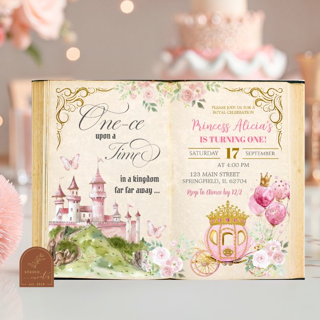 Sagobok Prinsessa Första Födelsedag Inbjudningar (Skapare uppladdad)