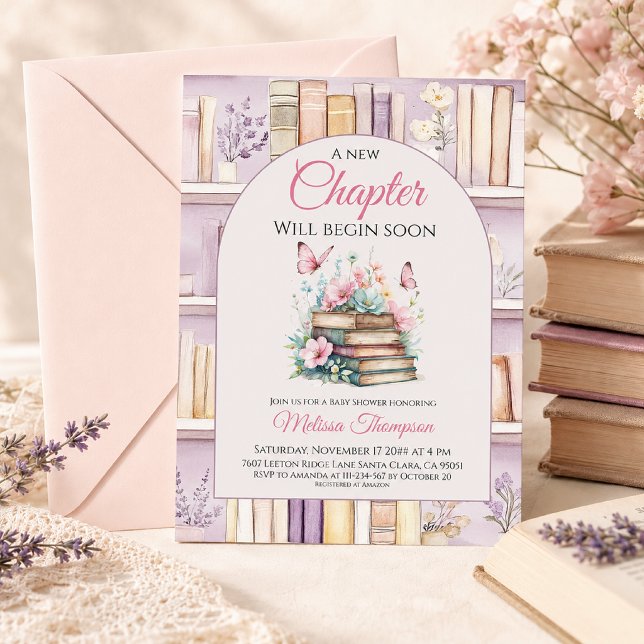Sagobok Rosa Bibliotek Flicka Bok Bebis Bjudning Inbjudningar (Skapare uppladdad)