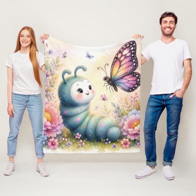 Sagobok Saga om Caterpillar & Fjärilsträdgård. Fleecefilt (På plats)