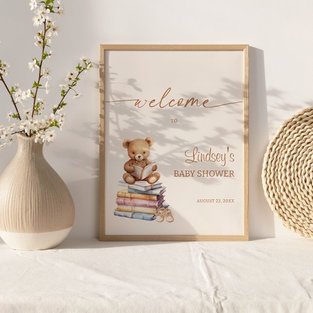 Sagobok Teddybjörn Bebis Duscha Boho Välkommen Poster (Skapare uppladdad)
