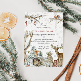 Sagobok | Vinter skogsmark Babyshower Inbjudningar
