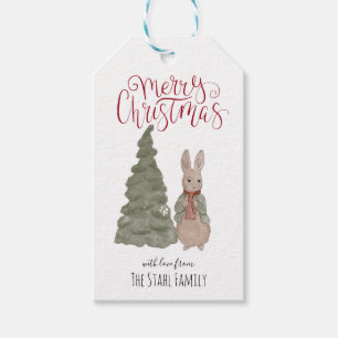 Sagobok Vinterkanin   Julpresentkort Presentetikett