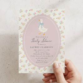 Sagoboks Trädgårdsgås Baby Shower Inbjudan