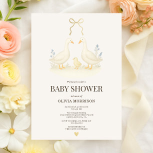 Sagoboksgås & Kyckling Baby Shower Inbjudningar