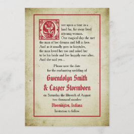 Sagoboksida | Vintage Sagostil Save the Date Spara Datumet