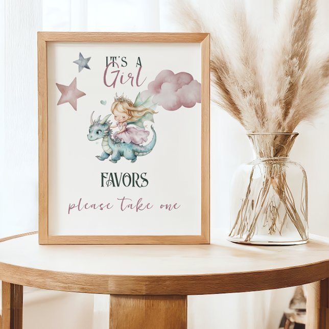 Sagodrömmar Drakprinsessa Bebisshower Favor Poster (Skapare uppladdad)