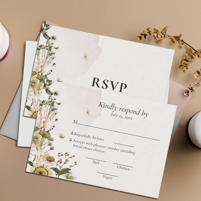 Sagodroppade torkade blommor RSVP OSA Kort (Skapare uppladdad)