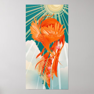 Sagofågel Eldfågeln Gyllene Bur Illustration Poster