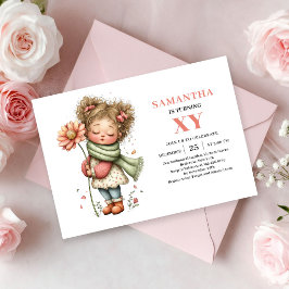 Sagoflicka 6-års födelsedag Pastell Blommig Magisk Inbjudningar