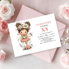 Sagoflicka 8-års födelsedag Lättantändlig rosenskä Inbjudningar