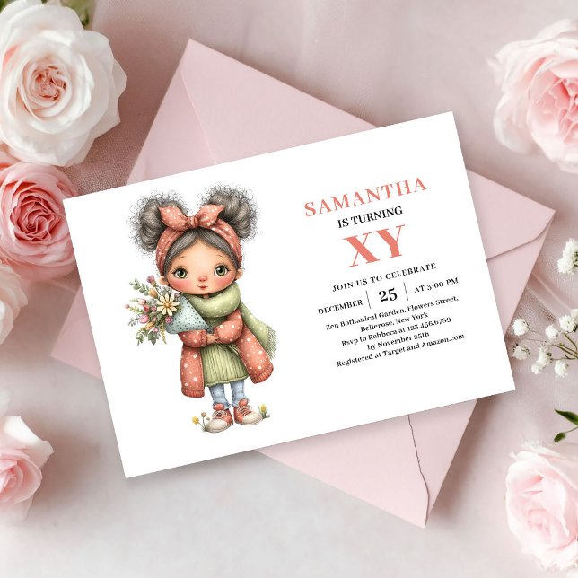 Sagoflicka Födelsedags Magisk Blomsterrosé Inbjuda Inbjudningar (Fairy Girl Birthday Magical Floral Blush invitation)