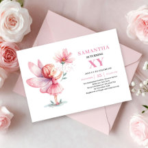 Sagoflicka Födelsedagsinbjudan Rosa nyans med lätt