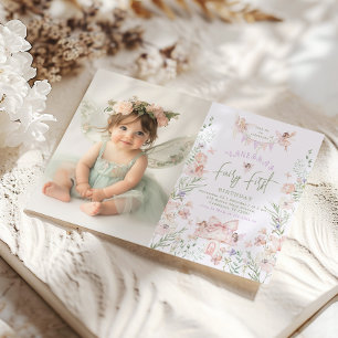 Sagoförsta födelsedag Pastell Whimsical Foto Inbjudningar