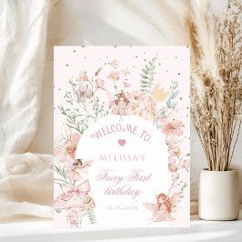 Sagoförsta födelsedag Whimsical rosa Välkommen Poster