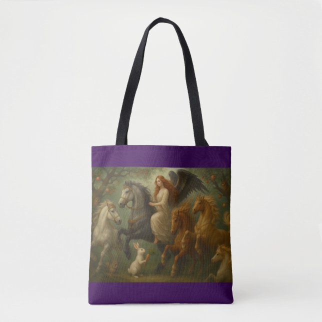 Sagohästar och änglatotebag tygkasse (Framsida)