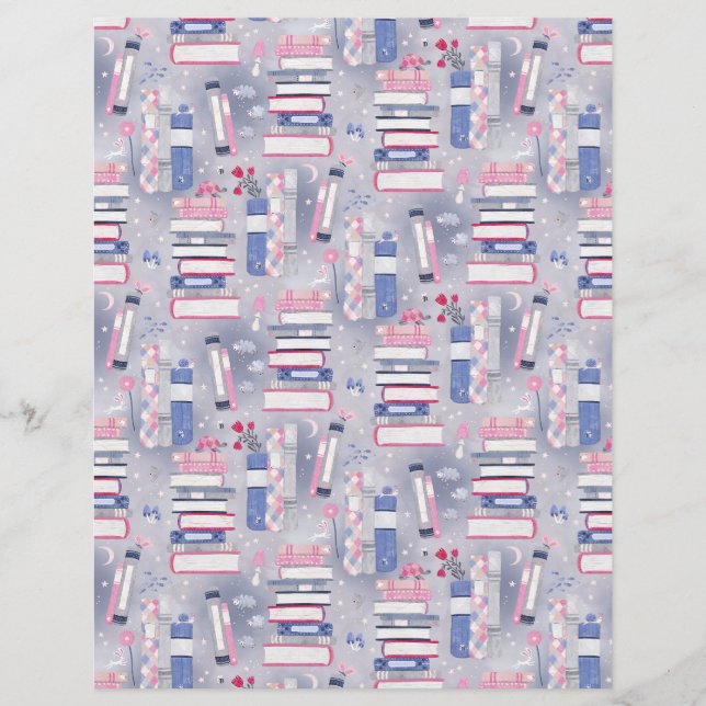 Sagohög med böcker Grått skrapbokspapper (Framsida)