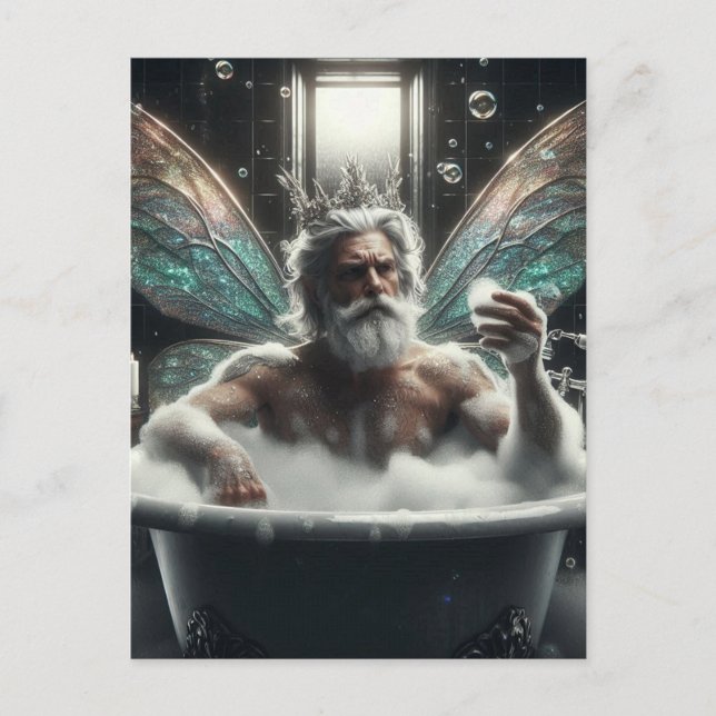 Sagokung i bubbelbadet vykort (Framsida)