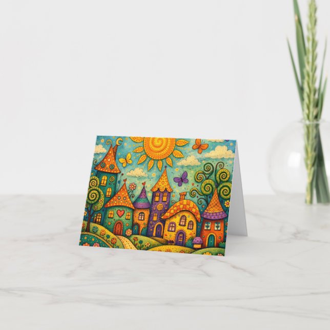 Sagoland på Canvas i Fantastiska Färger Tack Kort (Framsida)