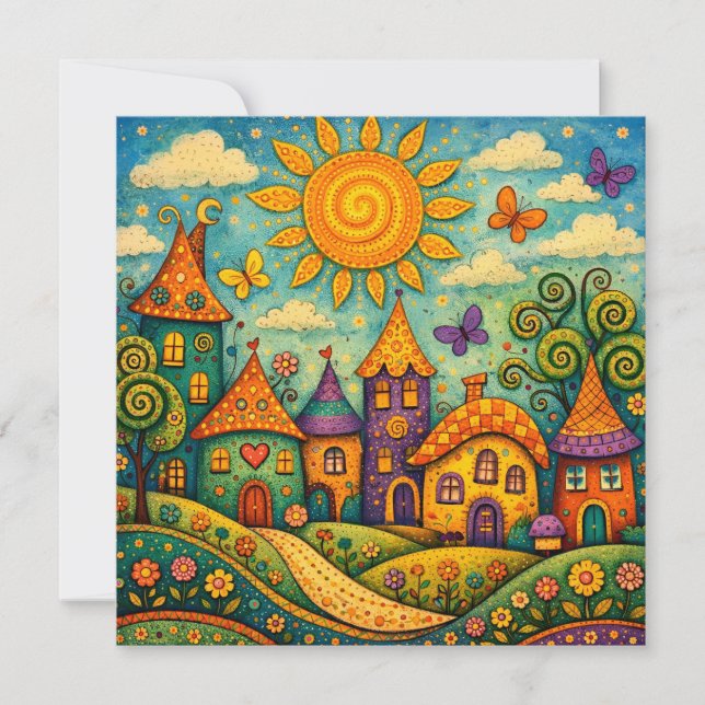 Sagoland på Canvas i Fantastiska Färger Tack Kort (Framsida)