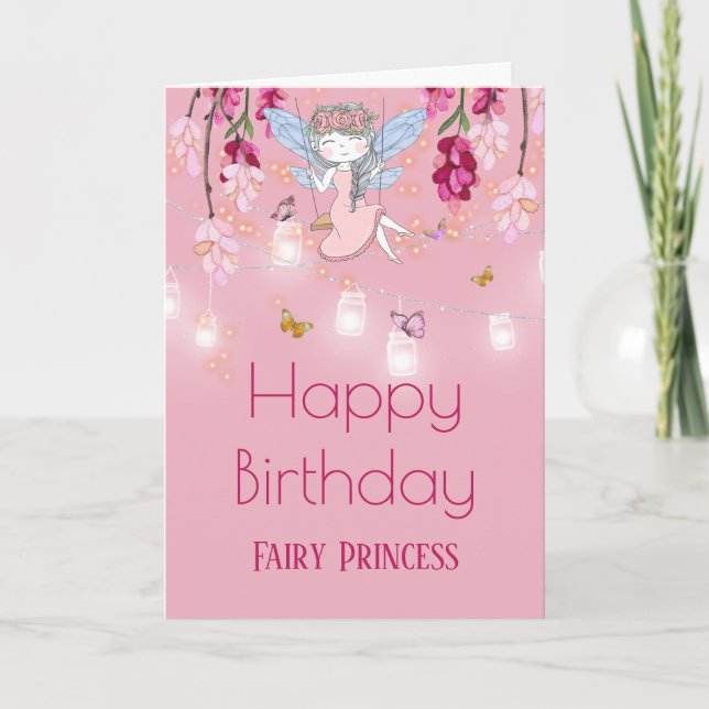 Sagolandsbygge flicka gunga murarljus rosa kort (Framsida)