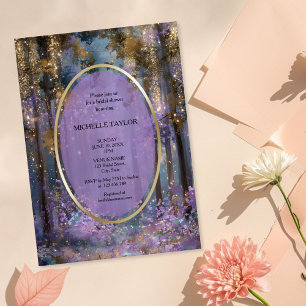 Sagolik Enchanted Skog Elegant Blommig Bröllop Inbjudningar