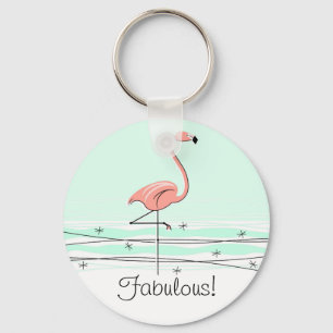 Sagolik Flamingo "!", nyckelringgrönt Nyckelring